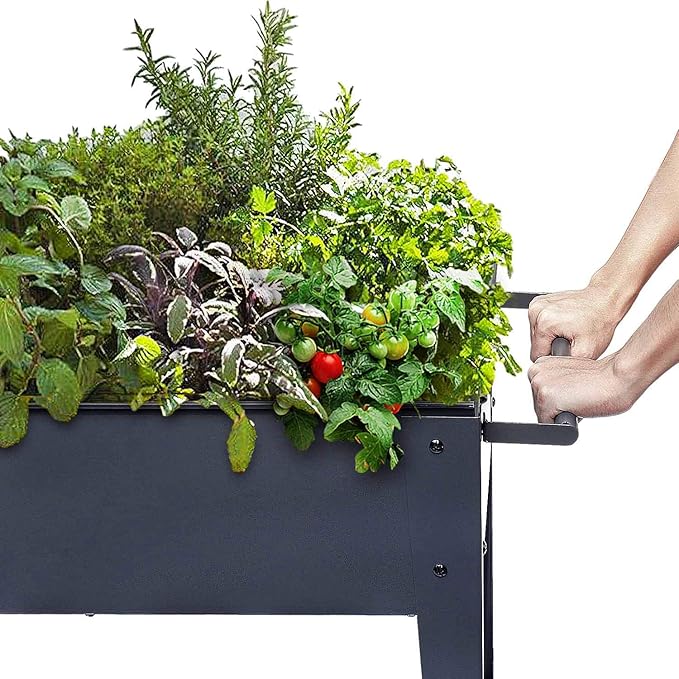 Raised Planter Box with Legs Outdoor Elevated Garden Bed On Wheels for Vegetables Flower Herb Patio-Ruum Studio Home