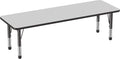 FDP Rectangle Activity School and Classroom Kids Table (24 x 72 inch), Chunky Toddler Legs, Adjustable Table Height 15-24 inches - Gray Top and Black Edge-Ruum Studio Home