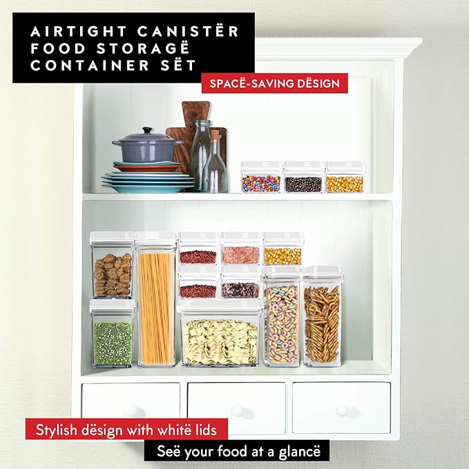 DWËLLZA KITCHEN Airtight Food Storage Containers with Lids – 6 Pieces All Same Size - Pantry Container for Spices, Candy, Nuts, Coffee and Tea, Clear Plastic BPA-Free, Keeps Food Fresh & Dry-Ruum Studio Home