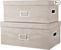 Briful Set of 2 Rustic Wood Grain Storage Boxes with Lids – Stackable Rectangular Organizer Bins, 14'' + 13'' Set Decorative Storage Containers for Bedroom, Living Room, Gifts-Ruum Studio Home