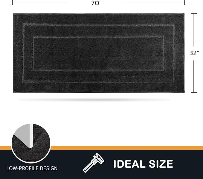 PURRUGS Dirt Trapping Door Mat 32" x 70", Non-Slip/Skid Machine Washable Entryway Rug, Dog Doormat, Super Absorbent Welcome Mat for Muddy Wet Shoes and Paws, Charcoal-Ruum Studio Home