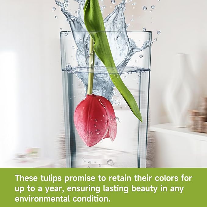 Buart Artificial Tulip in Bulk for Home Kitchen Wedding Bridal Bouquet,Fake Flowers for Mother's Day Easter Table Centerpieces Decorations(Large Size,Hot Pink,Real-Touch,12pcs)-Ruum Studio Home