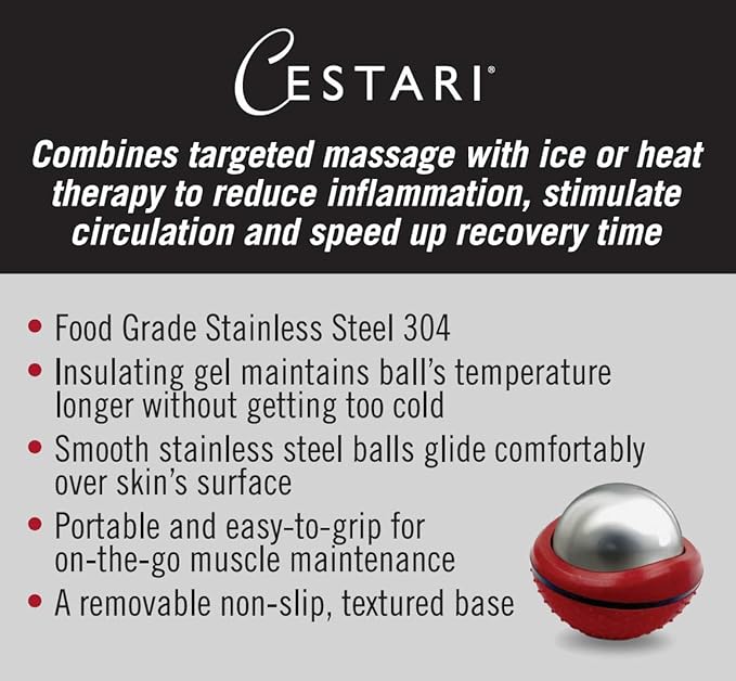 Cryosphere Massage Ball Hot Cold Roller Ball - Fast Muscle Pain Relief - Stainless Steel Balls for Heat or Ice Therapy - Feet Pain - Plantar Fasciitis- Back Ache - Foot Massager - 60 mm Ice Roller-Ruum Studio Home
