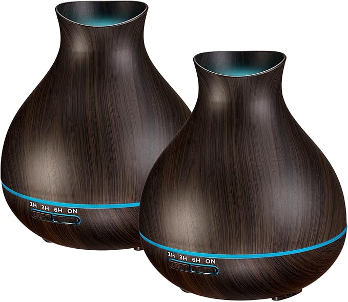 BZseed Aromatherapy Essential Oil Diffusers,2 PCS 550ml High Mist Output Humidifiers for Large Room, Home, Waterless Auto-Off, 7 Color LED Lights Cool Mist Humidifier Ultrasonic Diffusers-Ruum Studio Home