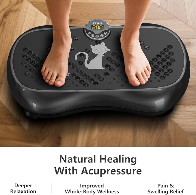 KRYLIX Vibration Plate Machine Exercise Platform for Whole Body Vibration Workout Weight Loss Lymphatic Drainage Fitness Platform Exercise Machine Vibrating Platform for Women Men-Ruum Studio Home