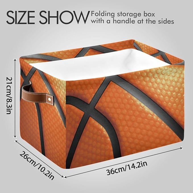 Storage Basket Bin Basketball Organizer Basket Collapsible Shelf Basket Cube with handle for Nursery Bedroom Bathroom, one sizex1-Ruum Studio Home