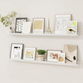 Picture Ledge Shelf, Solid Pine Wood Floating Shelves Set of 2, 40 Inches Nursery Book Shelves for Toys Storage, Kids Bookshelf Wall Mounted for Living Room Bedroom Decor Books Photo Frames, White-Ruum Studio Home