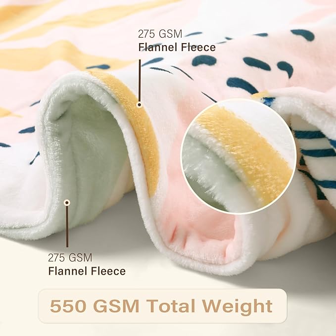 Lahome Pink Fleece Throw Blanket for Bed, Reversible Soft Throw Blankets for Women Cute, Warm Thick Throw Blankets for Couch, Apricot 50''x60''-Ruum Studio Home