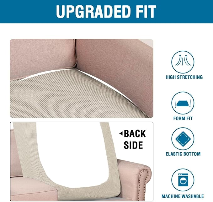 H.VERSAILTEX Super Stretch Individual Chaise Cover Sectional Couch Covers for L Shaped Sofa Both Left/Right Featuring Thick Jacquard Textured Twill Fabric (1 Piece Chaise Cover, Island Fossi)-Ruum Studio Home