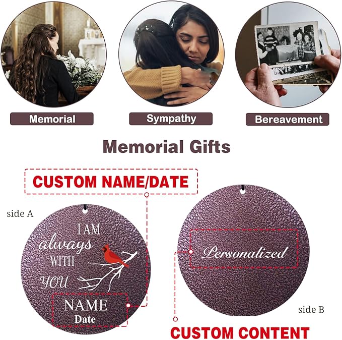 ASTARIN 36" Large Deep Tone Personalized Name Sympathy Wind Chimes, Cardinal Memorial Wind Chime for Loss of Mother Father Loved One, Bereavement Condolence Gifts Decor Outdoor Patio Garden-Ruum Studio Home