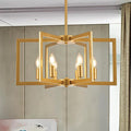 Modern Farmhouse Gold Chandeliers for Dining Room, 6-Light Industrial Metal Chandeliers Geometric Pendant Lights Kitchen Island for Entryway Stairway Foyer Hallway-Ruum Studio Home