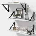 Heimlove Floating Shelves for Wall, 16 Inch Long Wood Floating Shelves Set of 3, Wall Mounted Hanging Shelf for Bathroom Bedroom Kitchen, White-Ruum Studio Home