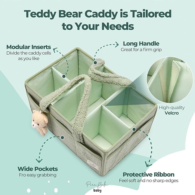 PeraBella Diaper Caddy Organizer for Changing Table, Storage Basket for Wipes, Gift for Baby Shower, Car Organizer, Nursery Organizer, Portable Storage-Ruum Studio Home