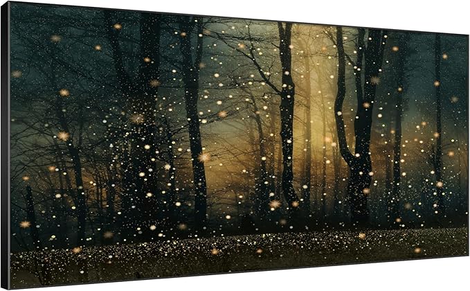 SIGNWIN 36"x72" Extra Large Framed Wall Art Magical Firefly Forest at Twilight, Enchanted Nature Scene for Home Living Room Bedroom Decor (Frame Assembly Required)-Ruum Studio Home