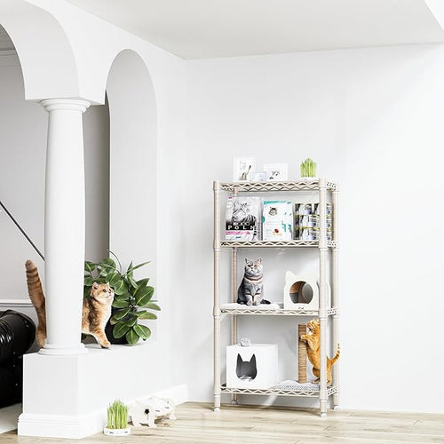 1000 lbs 4-Shelf Standing Storage Shelves Heavy Duty Metal Shelving Unit Adjustable Wire Rack for Office Garage Kitchen, Light Tan 11.8 D x 23.6" W x 47.5" H-Ruum Studio Home