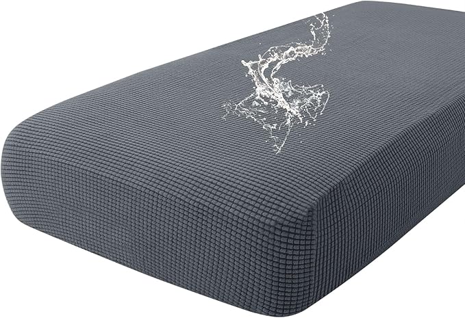 hyha Waterproof Couch Cushion Covers for Pets, Non Slip Sofa Seat Cover for Dogs Washable, Soft Thick Stretch Jacquard Fabric, Sofa Slipcovers with Elastic Bottom (1 Piece for Large, Grey)-Ruum Studio Home