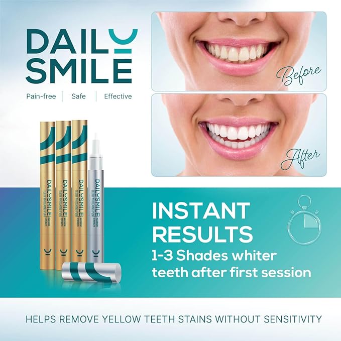 Teeth Whitening Kit with LED - Formulated for Sensitive Teeth, Hands-Free, Waterproof LED Light and 4 Gel Pens, Instant Results-Ruum Studio Home