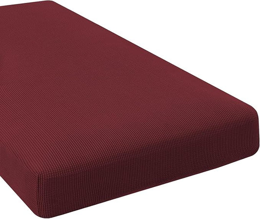 H.VERSAILTEX Super Stretch Individual Chaise Cover Sectional Couch Covers for L Shaped Sofa Both Left/Right Featuring Thick Jacquard Textured Twill Fabric (1 Piece Chaise Cover, Burgundy Red)-Ruum Studio Home
