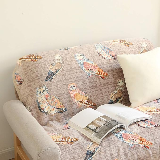 UKELER Flannel Sherpa Throw 80'' x 60''- Cute Colorful Owl Design Soft Plush Flannel Blanket Throws for Bed/Couch/Sofa/Office/Camping-Ruum Studio Home