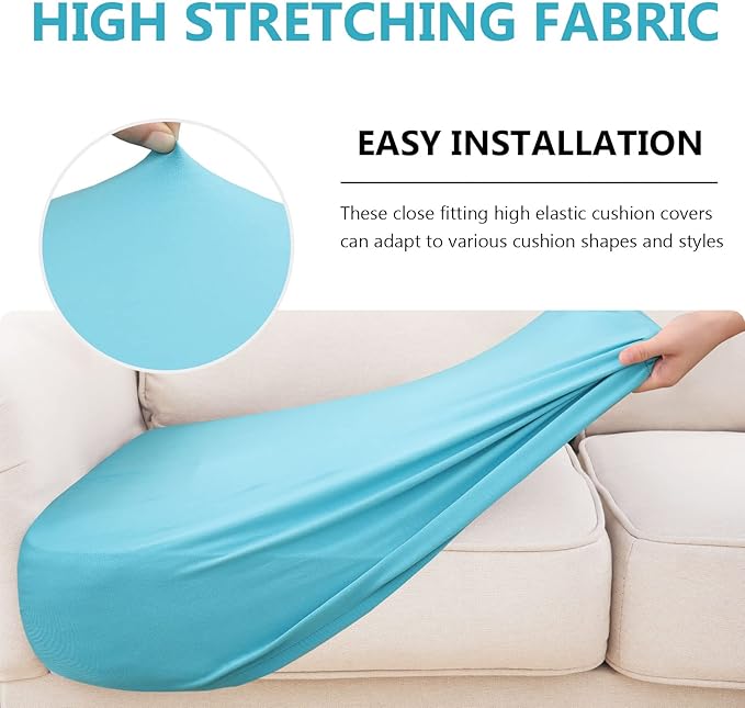 hyha Waterproof Couch Cushion Covers, Stretch Sofa Couch Seat Slipcover for Dog Washable, Non-Slip Waterproof Outdoor Cushion Covers for Patio Furniture Replacement (1 Piece for Medium, Peacock Blue)-Ruum Studio Home