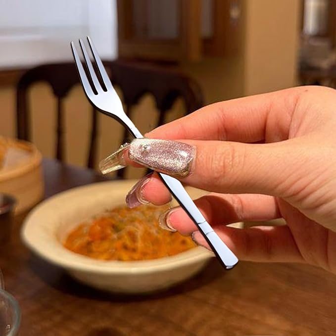 Crab Stainless Steel Forks,Escargot Fork 3 Prong Tasting Appetizer Forks Portable Cocktail Salad Fruit Forks for Party Travel,Set of 12, 5 Inches (12 Pcs)-Ruum Studio Home