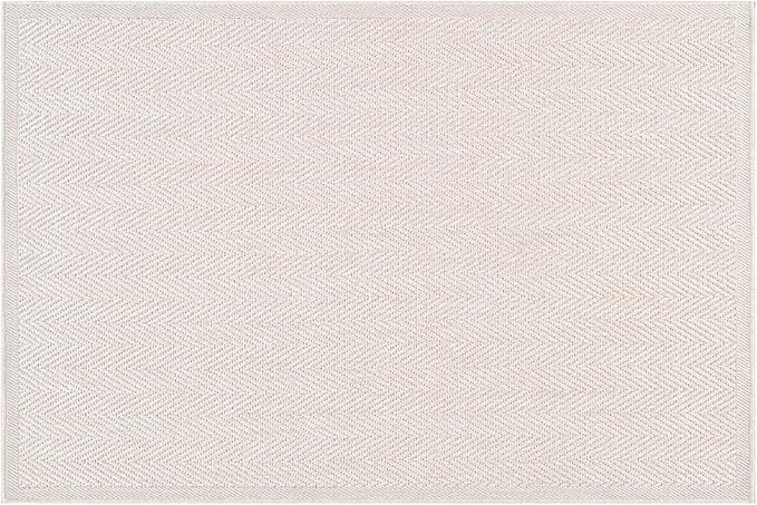 CAMILSON Easy Jute Rug 2x3, Indoor Outdoor Off-White Color Fiber Area Rugs for Bathroom and Kitchen Rug, Herringbone Seagrass Boho Woven Design, Easy-Cleaning, Washable Outside Carpet Alfombras 2 x 3-Ruum Studio Home
