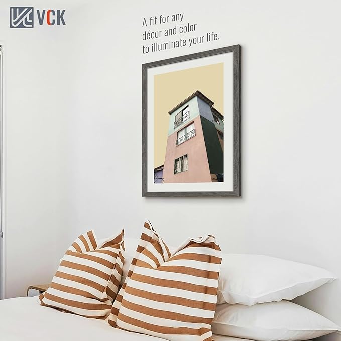 VCK 20x30 Frame 3 pack, Grey Solid Wood Poster Picture Frame, Exclusive Wood Grain, Wall Mounting Hanging-Ruum Studio Home