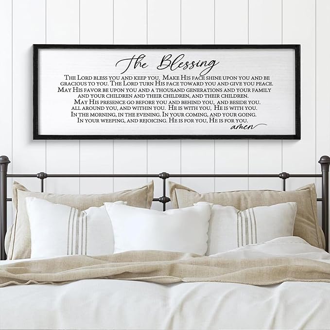 The Blessing Christian Song Lyrics Wall Decor Art 24"X10" Quote Christian Bible Verse Religious Scripture Wall Sign (Black)-Ruum Studio Home