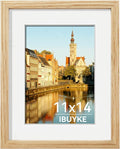 IBUYKE 11 x14 Picture Frame,Solid Oak Wood 11x14 Photo Frame with Mat to 8x10,11x14 Picture Frames With Tempered Glass,Wall Mount Display,Home Decor,Natural Oak 14 x 11 Frame,UWPF1114N-Ruum Studio Home