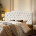 Linen Upholstered Headboard King/Cal King Size Latest Model Wall Mount, Bed Frame Mount, Featuring High-Density Sponge Padding, Luxury Texture Easy Assembly Comfort and Style-Ivory-Ruum Studio Home