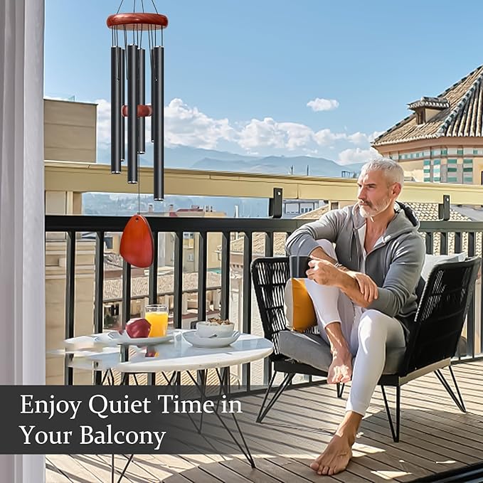 28" Wind Chimes for Mothers Day, Decorative Wind Chimes for Outside, Memorial Windchimes Remembrance Gift for Women Mom Grandma, Metal Wind Chime Outdoor Decor for Garden Patio Zen(Black 2Pack)-Ruum Studio Home