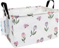 LANGYASHAN Rectangular Storage Bin Collapse Canvas Fabric Cartoon Storage Basket with Handles for Organizing Home Kitchen Boys and Girls Toys Office Closet Shelf Baskets (Rec Romantic Tulip)-Ruum Studio Home