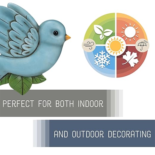 NAT & Jules Animal Character Shaped Dimensional Indoor Outdoor 11 inch Cast Resin Decorative Garden Stepping Stone, Patio, Walkway Sculpture Yard Art, Colorful Bluebird-Ruum Studio Home