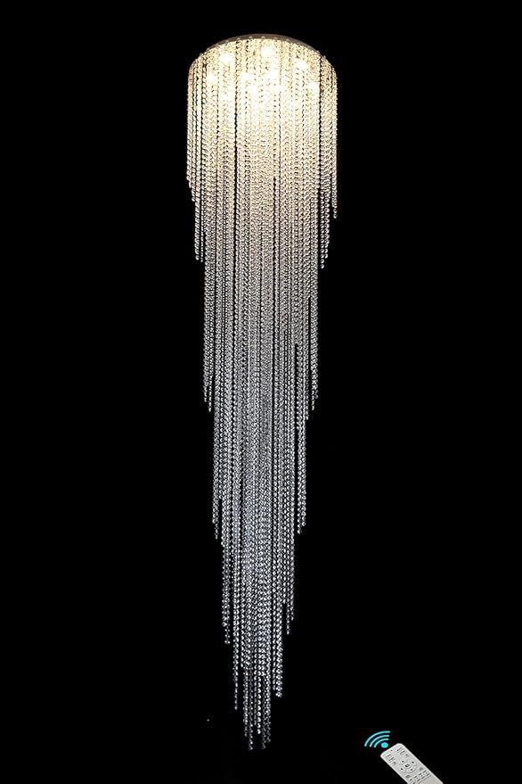 Flashing God H102'' High Ceiling Chandeliers for Entryway Modern Crystal Chandelier Large Foyer Chandeliers Modern Raindrop Chandelier for Villa Staircase,Pendant Light Fixtures-Ruum Studio Home