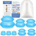 Nuanchu 8 Pcs 4 Sizes Cupping Therapy Set with Satin Bag Silicone Massage Cups Professional Cupping Therapy Vacuum Cup for Cellulite Joint Pain Muscle Pain(Clear Blue)-Ruum Studio Home