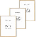 HAUS AND HUES Set of 3 9x12 Picture Frames - Wooden Natural Wood Frames, 12x9 Frame Set (Beige Oak)-Ruum Studio Home