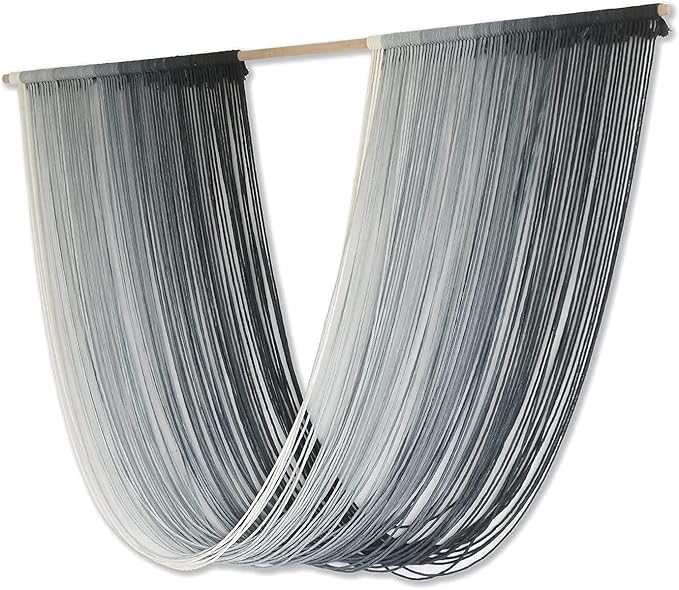 Flber Macrame Wall Hanging Large-Scale Dip-Dye Blue Bohemian Yarn Tapestry Home Room Wall Decor 57" Wx 35" L-Ruum Studio Home