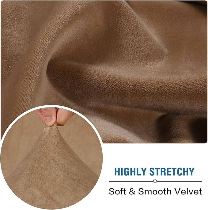 H.VERSAILTEX Velvet Stretch Couch Cushion Cover Plush Cushion Slipcover for Chair Loveseat Sofa Cushion Furniture Protector Seat Cushion Sofa Cover (2 Piece Medium Sofa Cushion Covers, Camel)-Ruum Studio Home