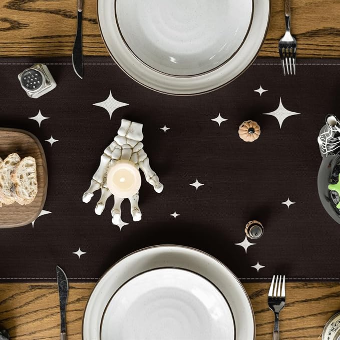 Artoid Mode Spooky Skeleton Spider Bone Halloween Table Runner, Holiday Kitchen Dining Table Decoration for Home Party Decor 13 x 72 Inch-Ruum Studio Home