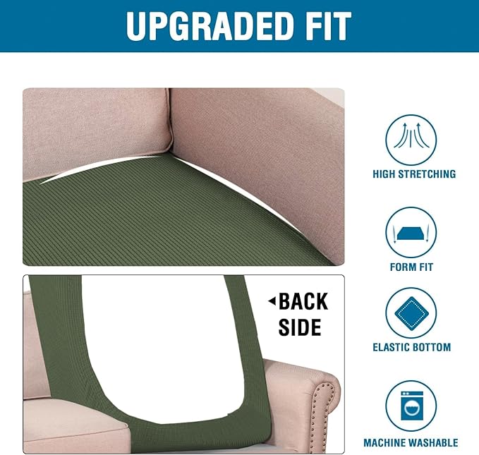 H.VERSAILTEX Super Stretch Individual Chaise Cover Sectional Couch Covers for L Shaped Sofa Both Left/Right Featuring Thick Jacquard Textured Twill Fabric (1 Piece Chaise Cover, Bronze Green)-Ruum Studio Home