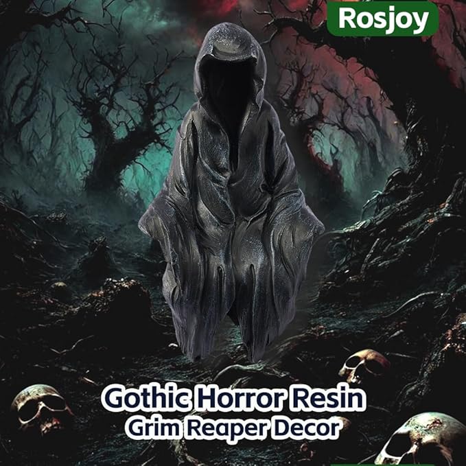 Halloween Fun Miniature Grim Reaper Figurine,Gothic Horror Resin Grim Reaper Decor,for Bookshelf Decor,Desk Trinkets,Collectible,Party Gifts-Ruum Studio Home