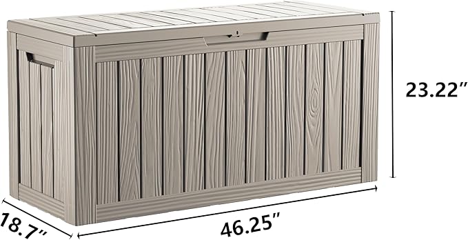 80 Gallon Double-Wall Resin Deck Box - Lockable Waterproof Outdoor Storage Box, 515lbs Capacity & Doubles as Seating for Patio Furniture - Garden Tools, Pool Accessories (Brown)-Ruum Studio Home