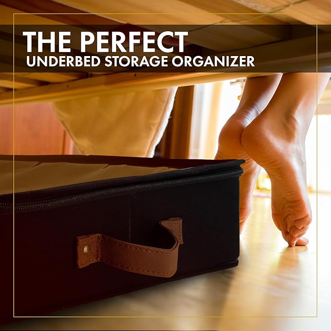 HOMELUX THEORY 2pc Under Bed Storage Containers, Bedroom Under the Bed Drawer Storage Organizer with Bins and Lids, Medium Underbed Clothes Storage Box Ideal for Blanket, Fabric, & Shoes (Black)-Ruum Studio Home