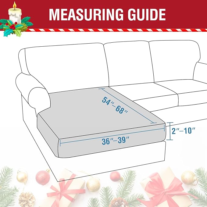 H.VERSAILTEX Christmas Sofa Slipcover Fleece Stretch Chaise Cover Sectional Couch Covers for L Shaped Sofa Both Left/Right Snowflakes Sofa Cover for Christmas (1 Piece Chaise Cover, Snowflakes)-Ruum Studio Home