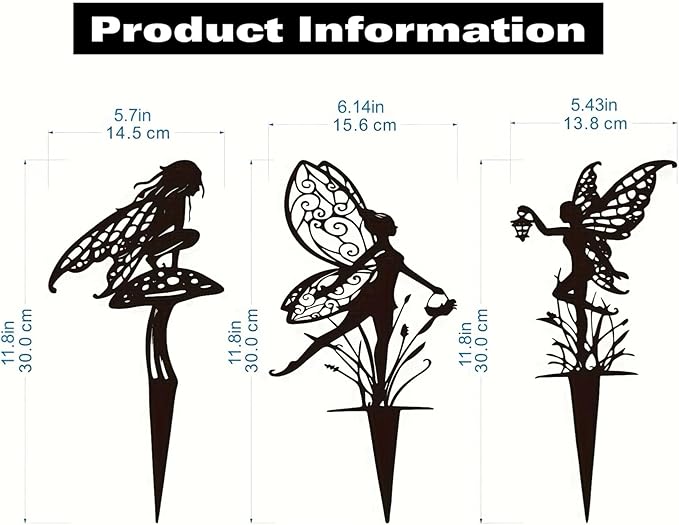 Decorative Garden Stakes, Fairy Garden Statues for Home and Garden (3)-Ruum Studio Home