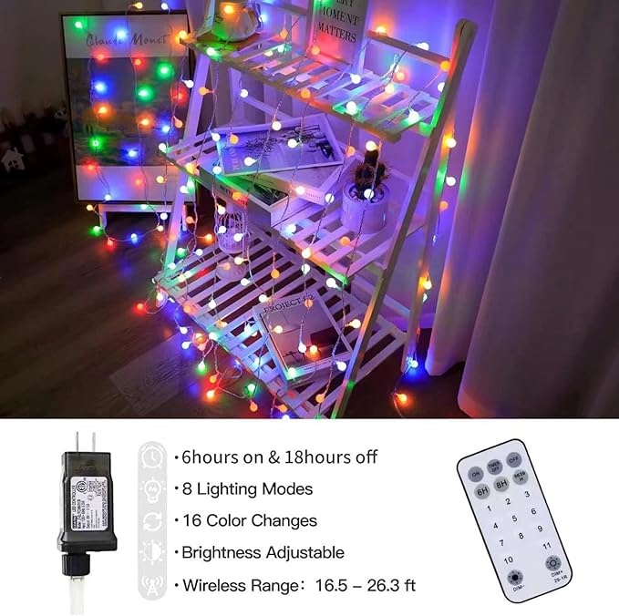 Globe String Lights,Multicolor 116 Feet 200 led 11 Lighting Modes Fairy String Lights with Remote,Waterproof Mini Globe Lights Decorn for Indoor Outdoor Party Wedding Christmas Tree Garden-Ruum Studio Home