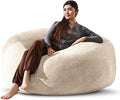 Bean Bag Chair 4Ft, Memory Foam Filled, Large Beanbag Chairs for Adults and Teens, Soft Sofa with Removable Flannel Cover, Round Couch for Living Room Bedroom College Dorm (Apricot, 4FT-47×47"×24")-Ruum Studio Home
