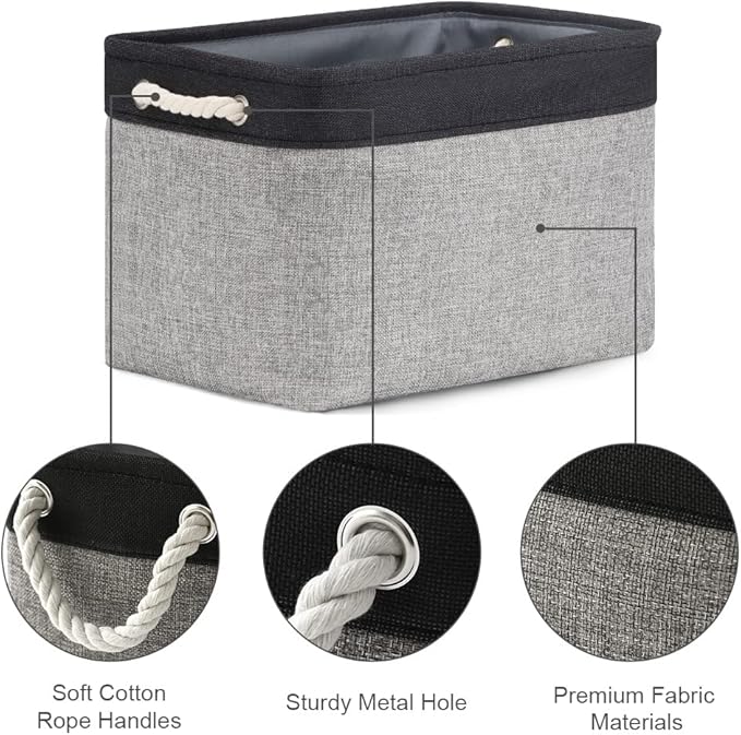 TheWarmHome Storage Basket for Organizing - 16x12x12 inch Cube Storage bin 3 Pack Fabric Storage Cubes, Collapsible Storage Box for Organizer Cloth Gift Toy Closet (Black & Grey)-Ruum Studio Home