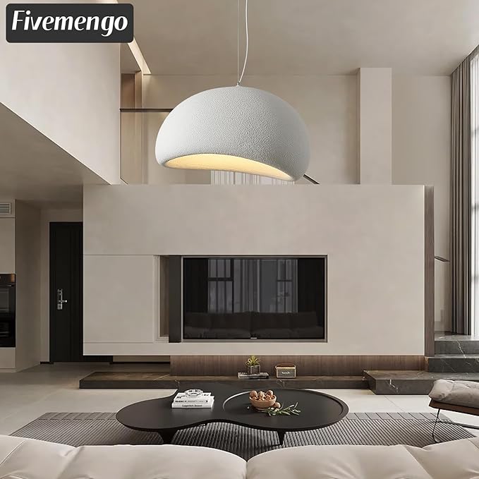 23.6in Large Wabi Sabi Pendant Lights Kitchen Island Lighting Fixture Ceiling Mount White Modern Japanese Lamp Japandi Chandelier for Dining Living Room Bedroom Restaurant Hanging Lamp-Ruum Studio Home