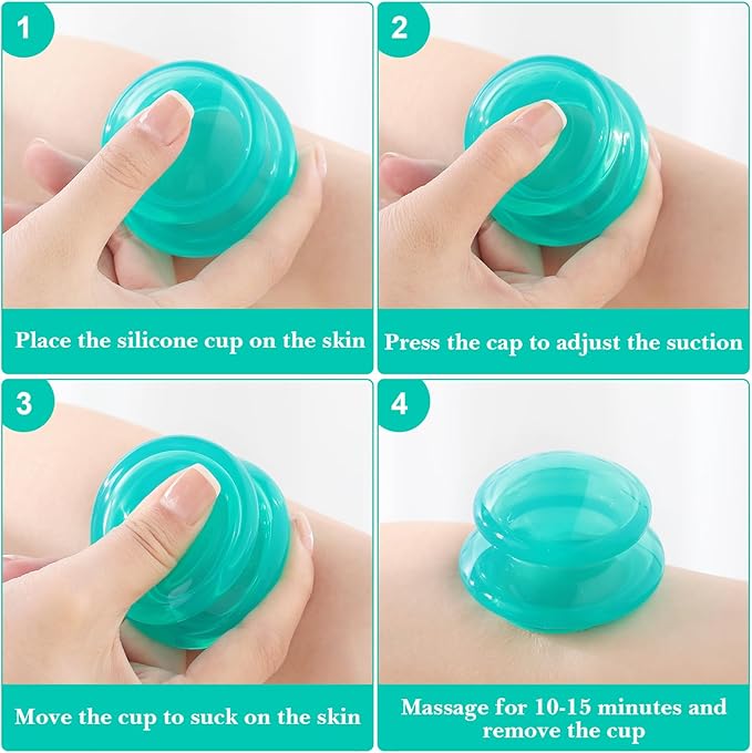 Geiserailie 16 Pcs 4 Sizes Cupping Therapy Set Silicone Cupping Massage Cups Professional Chinese Therapy Cup Vacuum for Body Muscle Nerve(Green)-Ruum Studio Home